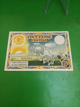 Billete antiguo Viladecans 25 céntimos 1937