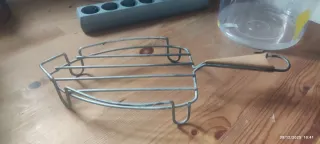 Soporte plancha madera e inoxidable vintage