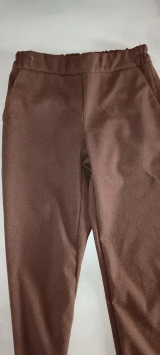 Pantaloni donna in panno marrone taglia S