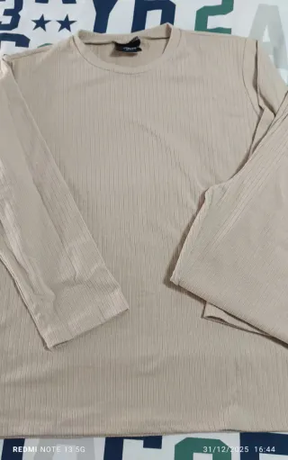 Pijama mujer beige canalé talla XL