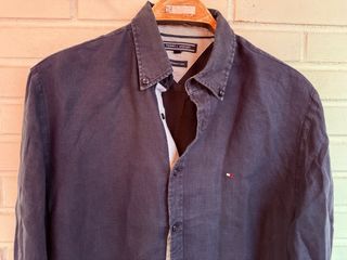 Camisa azul marino lino TOMMY HILFIGER talla S