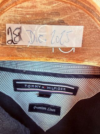 Camisa azul marino lino TOMMY HILFIGER talla S