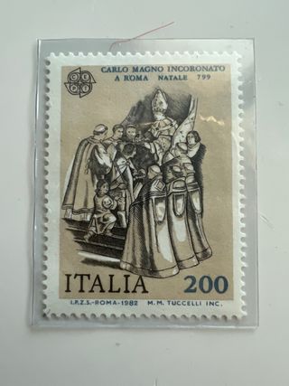 Francobollo Carlo Magno incoronato 799