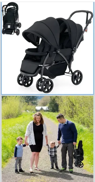 Silla de paseo gemelar negra