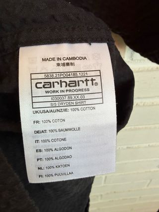 Camisa Carhartt Negra Manga Corta Talla M