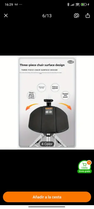 Bastón Silla Plegable 2 en 1 Negro