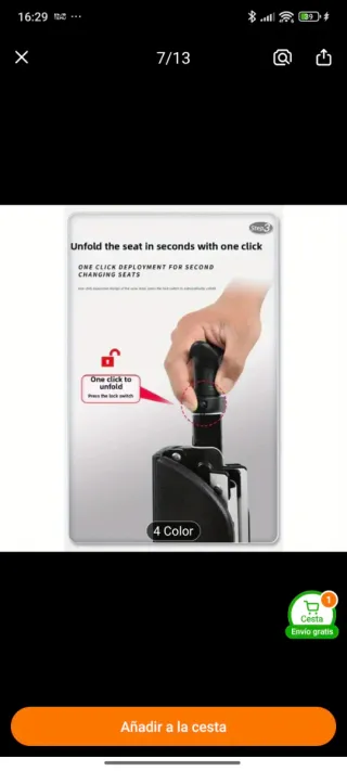 Bastón Silla Plegable 2 en 1 Negro