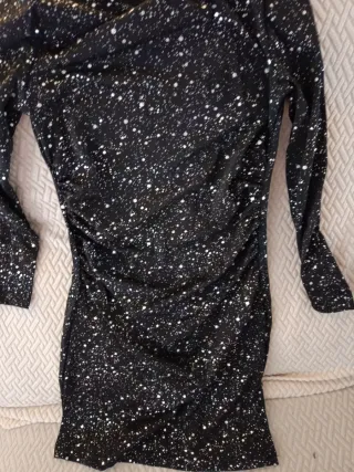 Vestido fiesta niña negro plateado.T10