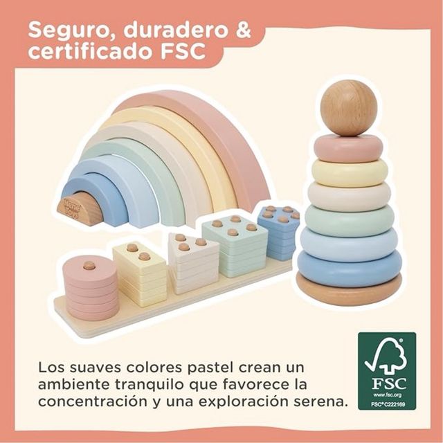 Nene Toys Montessori 3en1 Madera Pastel Bebé