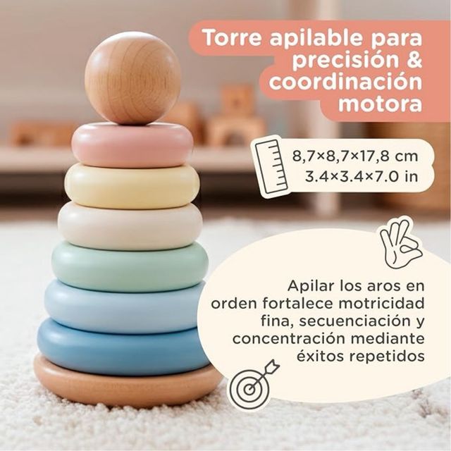 Nene Toys Montessori 3en1 Madera Pastel Bebé