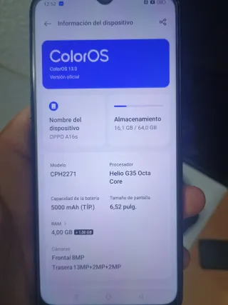 Oppo A16s CPH2271 64GB 4GB RAM Helio G35