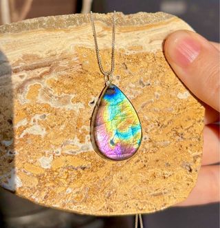 Colgante Labradorita morada Multicolor plata 925