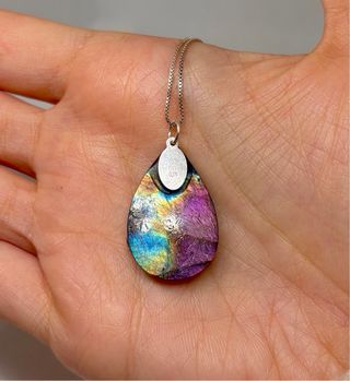 Colgante Labradorita morada Multicolor plata 925