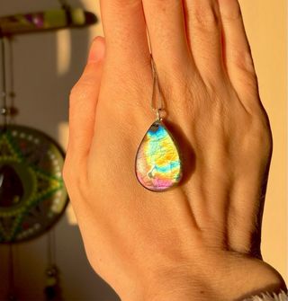 Colgante Labradorita morada Multicolor plata 925