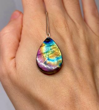 Colgante Labradorita morada Multicolor plata 925