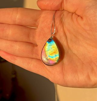 Colgante Labradorita morada Multicolor plata 925