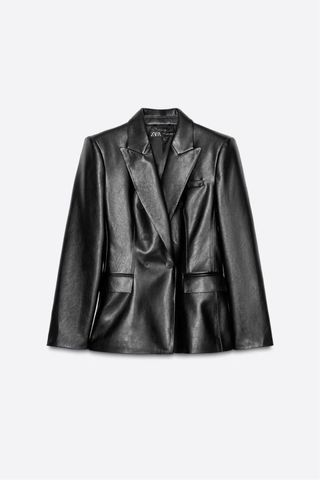 Blazer Zara nero ecopelle doppio petto