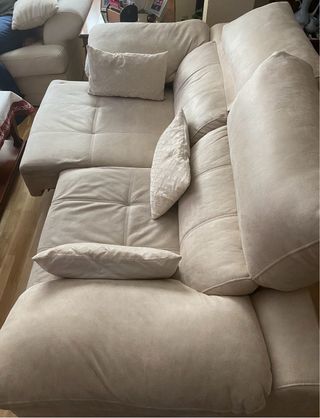 Sofá 3 plazas beige tela lavable