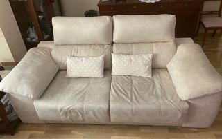 Sofá 3 plazas beige tela lavable