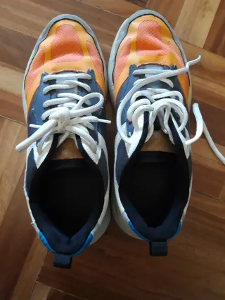 Zapatillas Zara Talla 42 Gris Naranja
