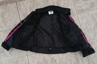 Chaqueta Moto Niña Negra y Rosa