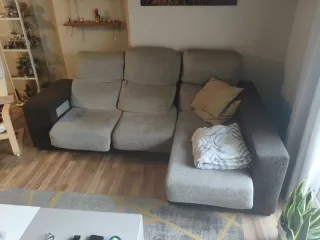 Sofá modular tela beige y marrón