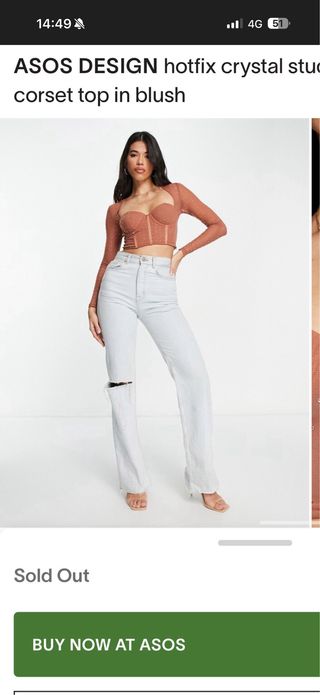 ASOS DESIGN Top corsetto con cristalli