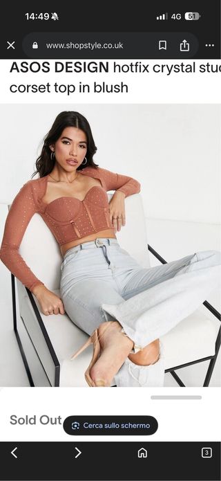 ASOS DESIGN Top corsetto con cristalli