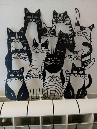 Arte Murale Gatti Metallo Nero