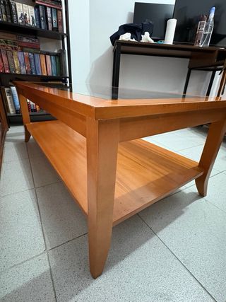 Mesa auxiliar madera y cristal salón