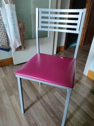 Sillas de cocina metal y tela naranja