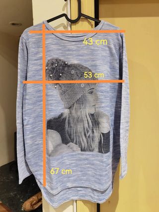 Jersey azul estampado mujer talla L