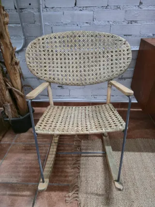Sillón Mecedora Ratán y Madera