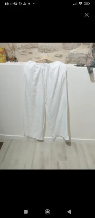 Pantalón de lino blanco mujer