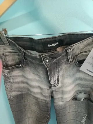 Pantalón Desigual gris con bordados