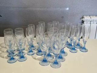 Set 25 Calici Vetro Blu/Trasparente