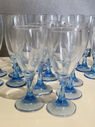 Set 25 Calici Vetro Blu/Trasparente