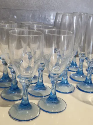 Set 25 Calici Vetro Blu/Trasparente