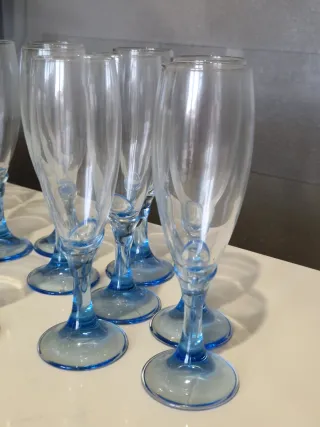 Set 25 Calici Vetro Blu/Trasparente