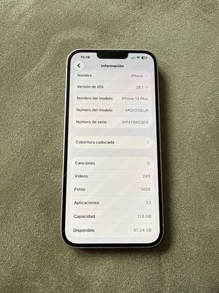 IPHONE 14 plus lila 128Gb Impoluto 86% Bateria