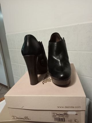 Tronchetti Pelle Nera Tacco Tg 40