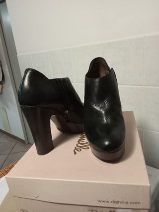 Tronchetti Pelle Nera Tacco Tg 40