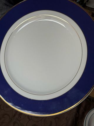 10 Platos Porcelana Royal Castle Azul Dorado