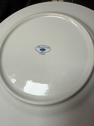 10 Platos Porcelana Royal Castle Azul Dorado