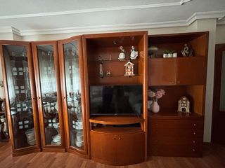 Mueble de salón con estantes. TV incluida