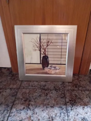 Cuadro decorativo madera y cristal