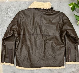 Giacca pelle marrone vintage foderata