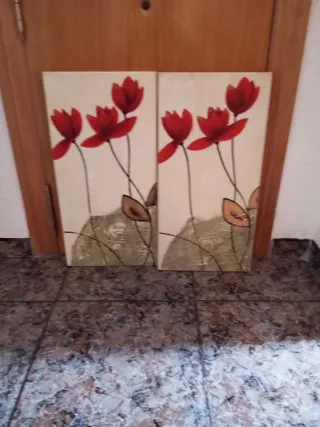 Cuadros decorativos flores rojas