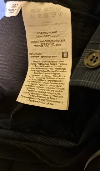 Traje Selected Homme cuadros azul/gris