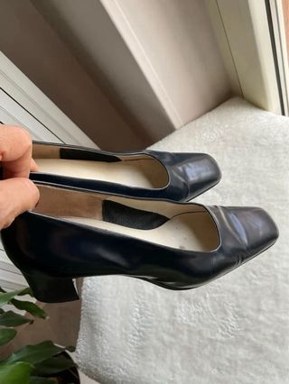 Scarpe donna in pelle blu Vintage